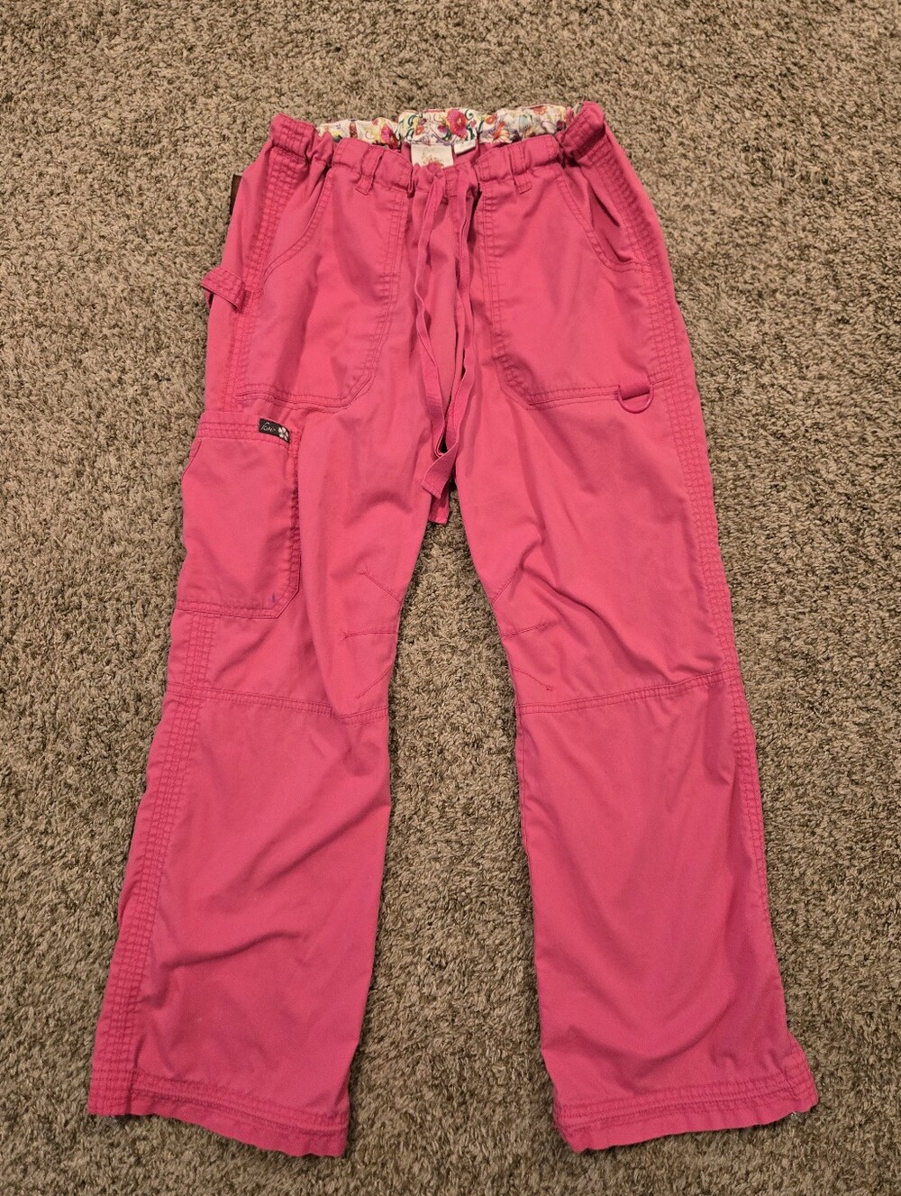 koi Bright Pink Wide-Leg Scrub Pants with Utility Pockets Petite Small